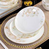 Bols, assiettes et soucoupes en porcelaine fine - Ensembles personnalisables - Élégance vintage de luxe léger - Passe au micro-ondes - Motif végétal peint à la main