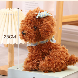 Delicado Cachorro de Peluche con Pañuelo a Cuadros Rosas, Decoración de Escritorio, Juguete de Peluche Blanco Premium de 10 Pulgadas - Product Image 2