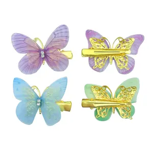 E-Magic Offre Spéciale-Pince à cheveux papillon scintillante colorée, 6 pièces, barrette, épingle à cheveux avec nœud pour adolescentes, accessoires de cheveux pour femmes