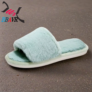 Simple Style Soft Fur Home <b>Slippers</b> Winter Warm Bedroom Sandals Comfortable Soft Low Heel <b>Slippers</b> - Product Image 4