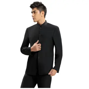 Abiti e Blazer da <span class=keywords><strong>Uomo</strong></span> Slim Fit con Colletto <span class=keywords><strong>Giovanile</strong></span> Stile Zhongshan per Matrimoni e Cerimonie - Product Image 1