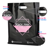 Sac de courses en plastique découpé à quatre doigts en polyéthylène avec logo personnalisé pour bijoux et bagues, vente en gros