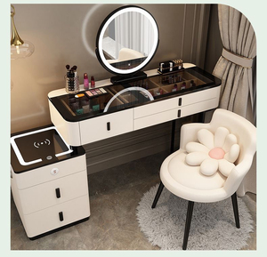 Meuble intelligent moderne et multifonctionnel : Coiffeuse de princesse avec miroir, chaise et table connectée - Product Image 6