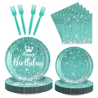 Ensemble de décoration d'anniversaire minimaliste à thème diamant plaqué or, multi-occasions, assiettes, gobelets et serviettes en papier jetables pour l'exportation