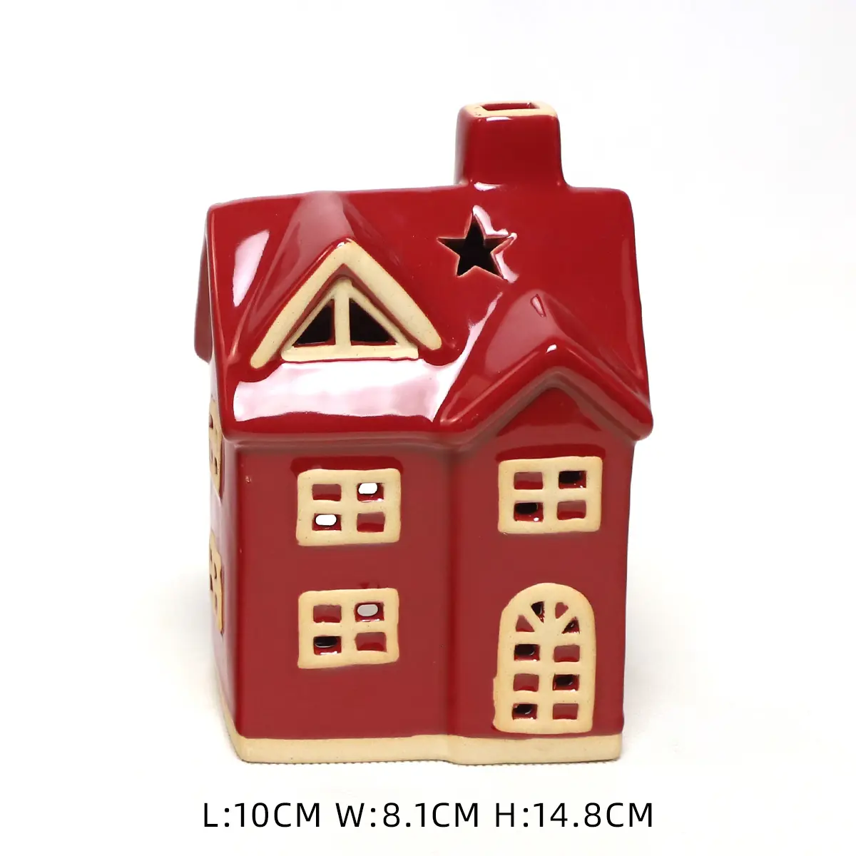 Vila de porcelana vermelha vela votiva Atacado Cerâmica igreja Casa Tealight Holder Natal presente para venda