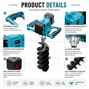 Post Hole Digger Cordless Earth Auger Reverse Function Drill Bit Adjustable Speed <b>Power</b> Digging Machine for Farming GT15001 Adju - Product Image 5