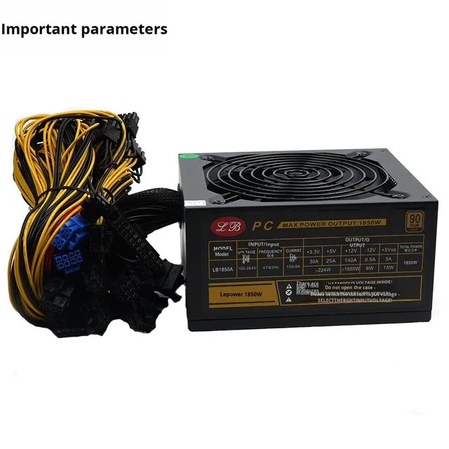 Desktop Computer Power Supply Le Kang Ling Mao 1850W Gold Medal 80 PLUS Certified Black Supports 8-Card AI Industrial Stock