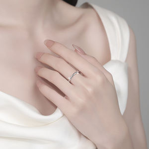 Gioielli Husky Fine moda <span class=keywords><strong>donna</strong></span> semplice S925 argento Sterling GRA VVs1 Moissanite anello impilabile banda <span class=keywords><strong>di</strong></span> donne - Product Image 4