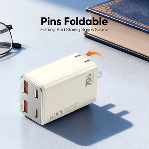อะแดปเตอร์แปลงไฟอเนกประสงค์ <span class=keywords><strong>VIDVIE</strong></span> แบบปลั๊ก US พร้อมพอร์ต USB Type-C คู่ รองรับ GaN PD 3.0 กำลังไฟ 70W ชาร์จเร็ว พร้อมสายชาร์จ - Product Image 6