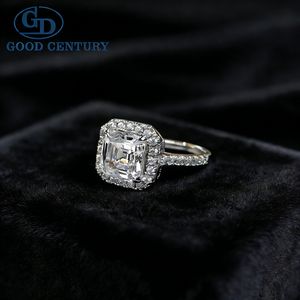 Good Century Asscher-Schliff Halo Labor-Diamant Verlobungsring 18K Gold Pavé-Fassung 4-Krappen-Brautring Luxuriöser Edel-Schmuck - Product Image 2