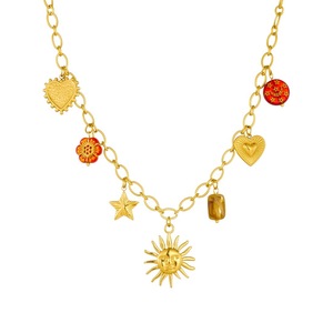 Qian Yue Sun Heart Pendant Jewelry <b>Set</b> For Women Gold Plated Necklace <b>Bracelet</b> Fashion Retro Style - Product Image 5
