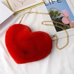 Nuevo Bolso de Moda con Forma de Corazón de Peluche, Bolso de Mano con Cadena, Bolso Tipo Tote para Mujer - Product Image 4