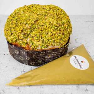 Panettone Artigianale al Pistacchio Sicilyaddict 1kg con Crema al Pistacchio 200g, Sacchetto Decorativo, Regalo Natalizio Classico - Product Image 1