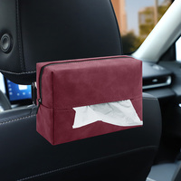 Boîte à mouchoirs portable pour voiture en suède, sac de rangement universel suspendu avec ventouse pour l'organisation latérale du siège, en polyester durable