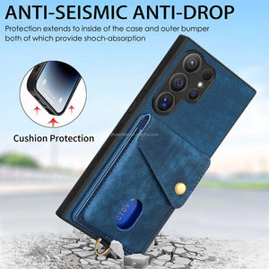 Étui de téléphone intelligent en cuir PU de luxe unique, protecteur, antichoc, <span class=keywords><strong>avec</strong></span> porte-cartes pour S24 Ultra pour 15 <span class=keywords><strong>avec</strong></span> <span class=keywords><strong>cordon</strong></span> élégant - Product Image 2