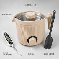 Kit de fabrication de bougies, chauffe-cire électrique 1,5 L, thermomètre numérique, spatule, mèches de bougies, outils de centrage pour la fabrication de bougies DIY à domicile