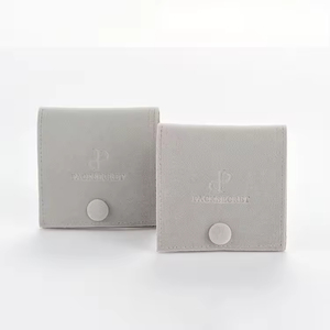 Custom Logo Luxury Small Earring Necklace Bracelet Ring <b>Envelope</b> Flap Foldable Grey Microfiber Jewelry Pouch Bag <b>Gift</b> Packaging - Product Image 2