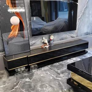 Ensemble de table basse et support tv assorti <span class=keywords><strong>en</strong></span> acier inoxydable, table basse moderne mable, 75 <span class=keywords><strong>pouces</strong></span>, 2 pièces - Product Image 5