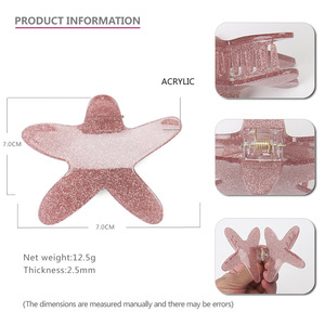 Pince à cheveux en acrylique étoile de mer tendance avec paillettes, élégante, pour demi-queue de cheval, nouveaux accessoires capillaires occidentaux - Product Image 4