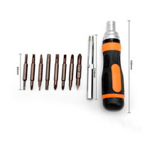 Cliquet à verrouillage automatique à chargement rapide 12 en 1 6 pièces 1/4 po. Jeu de tournevis stockés à double extrémité en acier S2 à tige hexagonale