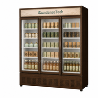Réfrigérateur vertical pour boissons, trois portes vitrées, refroidissement par air, économie d'énergie, 1700L