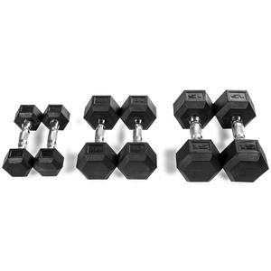 कारखाने ने कस्टम लोगो ब्लैक जिम हेक्स डम्बल रबर को मजबूत स्टील कोर ताकत प्रशिक्षण वेट सेट किया - Product Image 1