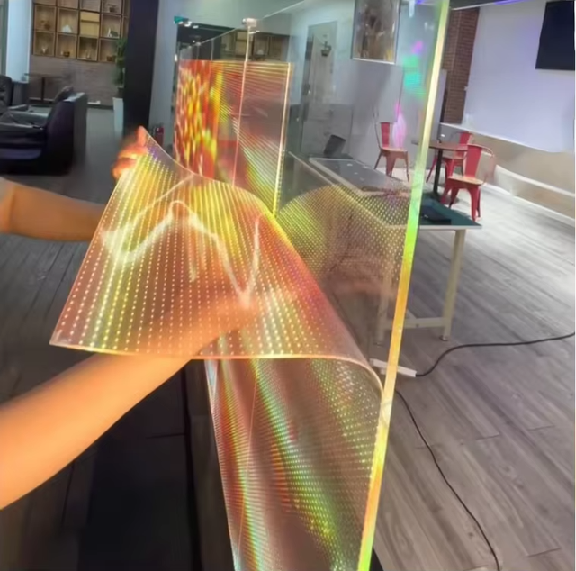 P5 1000x240mm High Transparency Self Adhesive Flexible Crystal Transparent Led Display Film on Glass for Indoor Outdoor Use