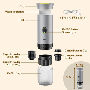 Easy Carry Portable Espresso Brewer 20Bar Pressure 7500mAh <b>Rechargeable</b> USB <b>C</b> Capsule Coffee Machine For Office Travel Outdoor - Product Image 4
