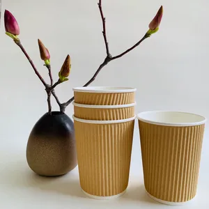 China Factory Custom Printed 4 Oz 8 Oz 12 Oz 16 Oz Paper Coffee Cups For Coffee Double Wall Ripple wall Paper Cup