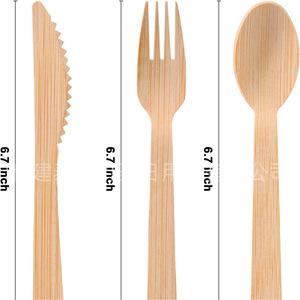 Juego de Cubiertos Desechables de Bambú Saint, Cuchillo, Tenedor y Cuchara de Bambú de Color Natural para Acampar, Hacer Picnic y Uso al Aire Libre - Product Image 2