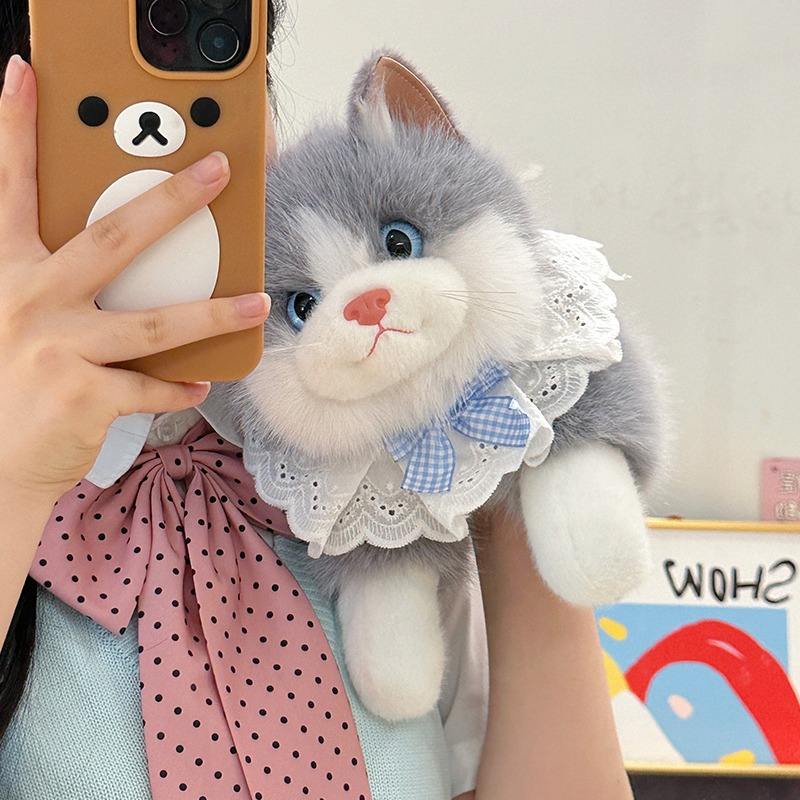 Ragdoll cat gray + blue bow bib