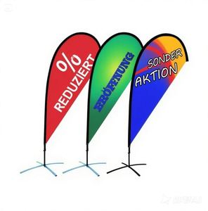 Drapeaux publicitaires personnalisés en forme de goutte d'eau pour festivals en plein air, publicité commerciale, drapeaux de plage, base de mât de drapeau, utilisation pour événements promotionnels - Product Image 1