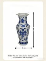 Vase hexagonal à couvercle bleu et blanc peint à la main pour l'arrangement floral