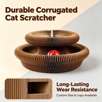 Grattoir pour chat de style accordéon, durable, en carton recyclable, avec balle interactive