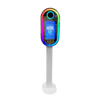 Cabine photo portable ovale de 15,6 pouces avec cadre LED, appareil photo numérique reflex numérique, cabine photo en métal, Wi-Fi activé, impression en libre-service