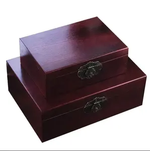 Zakka rustique en bois coffre au trésor coffre boîte Rectangle bureau bijoux et jouet affichage multifonctionnel verrouillé collier boîte - Product Image 1