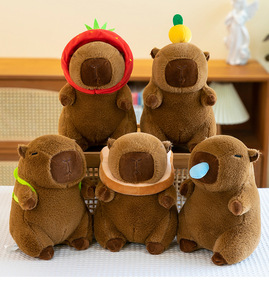 Al por mayor, Peluche de Capibara de 23 cm (8 pulgadas), de dibujos animados, lindo, con ramo de flores, muñeco almohada, pequeño regalo para niños - Product Image 1
