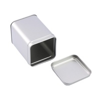 Boîte en fer blanc vide de forme carrée 70*70*H70mm//H100mm/H150mm pour emballage de thé en vrac, bonbons et aliments, couleur argent ou noir