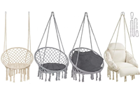 Fauteuil suspendu en macramé à franges bohèmes, chaise en coton - Meubles de jardin pour l'intérieur et l'extérieur