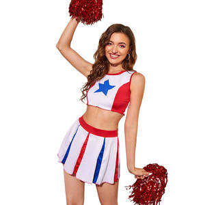 Costume de pom-pom <span class=keywords><strong>girl</strong></span> pour filles, robe avec pompons, pour Purim, écolière, spectacle de scène, uniforme de cheerleading - Product Image 4