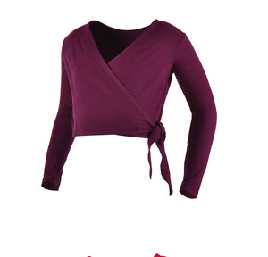CL00074 Vente chaude Chemises enveloppantes à manches longues en coton, élasthanne et modal avec lien, haut de yoga, de <span class=keywords><strong>gym</strong></span> et de danse - Product Image 6