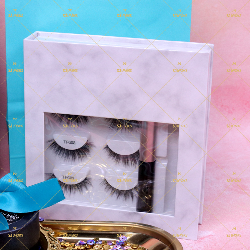 Ensembles magnétiques de cils avec des boîtes-cadeaux