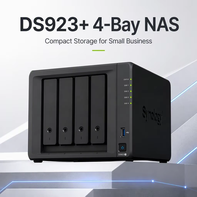 D for DS923+ 4-Bay Built-in USB Gigabit Ethernet Ports Mini Data NAS Storage Server for Small Business Use
