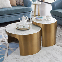 Table d'appoint haut de gamme de l'usine de Foshan, ensemble de tables basses de luxe en or, style italien, meubles, plateau en marbre, table à thé