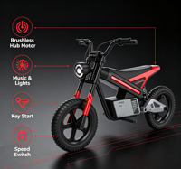 Nouveau Vélo Électrique Enfant en Acier Carbone, VTT, Ensemble de Huit Pièces, Taille 12, Adapté aux Enfants