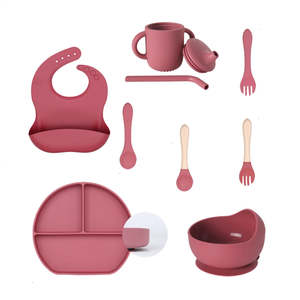 Meilleure vente : Ensemble d'alimentation en silicone pour bébé, kit de sevrage pour tout-petits, vaisselle pour bébé avec ventouse, kit de table à manger complet pour enfants - Product Image 1