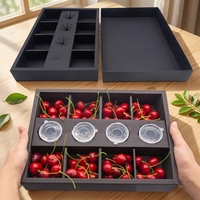 Personalisierte Mehrteilige Schwarze Papier-Servierplatte mit Dip-Behälter-Fächern für Catering, Partys, Nachmittagstee und Desserts