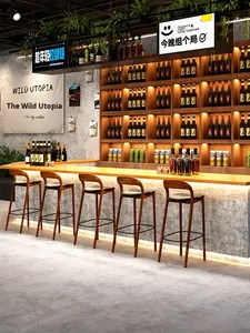 Mostrador de Recepción Comercial de Estilo Industrial <span class=keywords><strong>Vintage</strong></span>, MDF, Forma de L, Multifuncional, Esquinero, para Bar, Caja, Restaurante de Barbacoa - Product Image 5