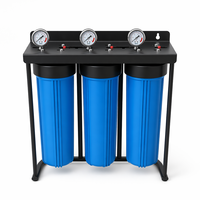 Sistema de Filtro de Agua por Ósmosis Inversa (RO) Personalizado de 20 Pulgadas, con Soporte para Debajo del Fregadero, Medidor de Flujo y Prefiltro