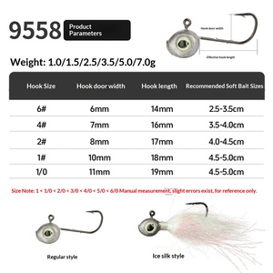 Hameçons Jig Head 9558 en forme de crevette en soie glacée, <span class=keywords><strong>micro</strong></span>-hameçons barbelés pour la pêche au bar et les ensembles d'appâts de pêche - Product Image 2